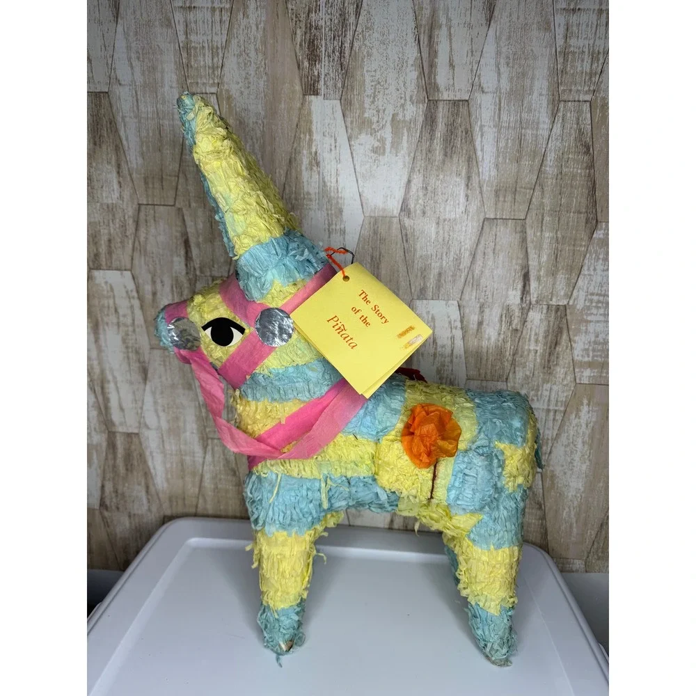 Vintage‎ La Sorpresa Imports Donkey Piñata Blue Yellow Pink Mexico NWT